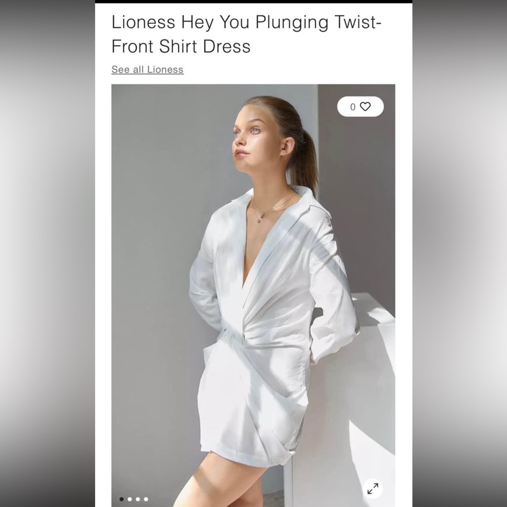 Authentic Lioness hey you plunging front shirt dress - size XXS